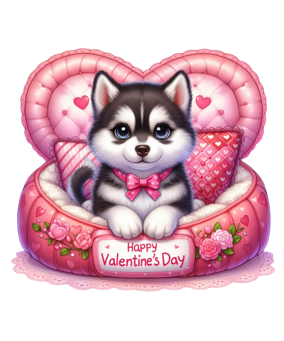 Siberian Husky Valentine' s Day  Holiday Ready To Press Dtf Transfers dtfintexas