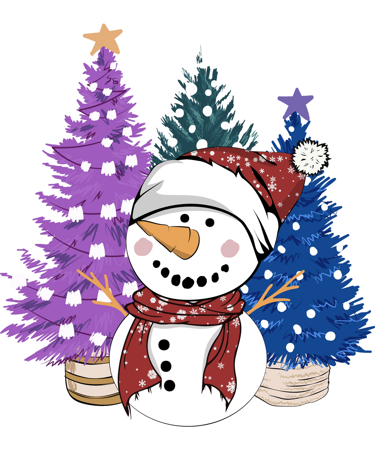 Snowman With Pine Tree Winter   Christmas Holiday  Ready To Press Dtf Transfers dtfintexas