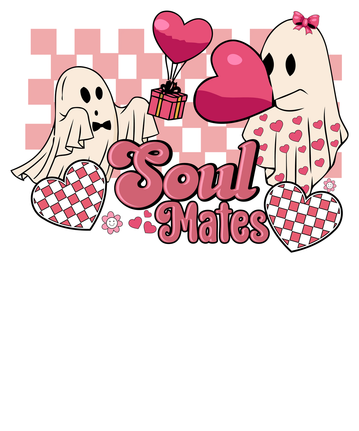 Soul Mates Retro Boo Funny Valentine Ghost Couple  Valentine' s Day  Holiday Ready To Press Dtf Transfers dtfintexas