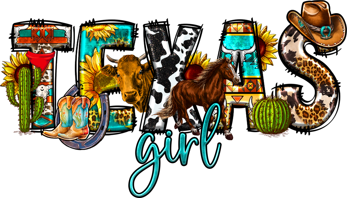 TEXAS girl    Horses  Animals  Ready To Press  Dtf Transfers dtfintexas