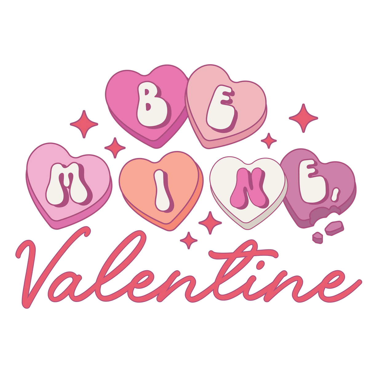 Be Mine Valentines 1 Valentine' s Day  Holiday Ready To Press Dtf Transfers dtfintexas