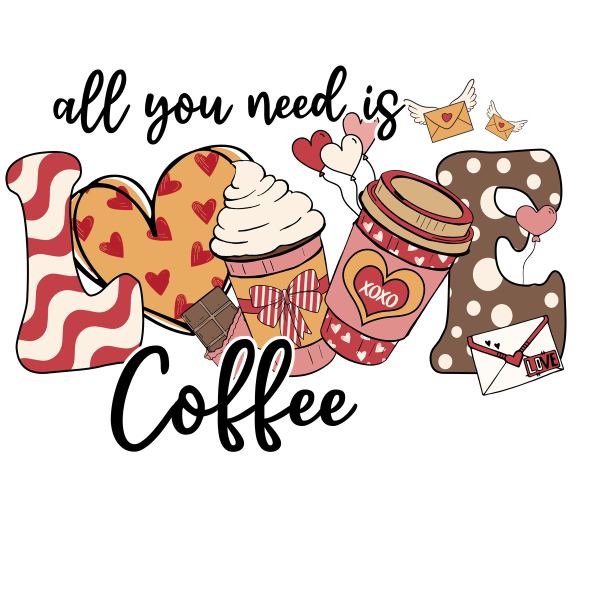 Love Coffe Chrıstmas  Holıdays  Ready To Press Dtf Transfers dtfintexas