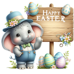 Happy  Easter Elephant Easter Day  Holiday Ready To Press Dtf Transfers dtfintexas