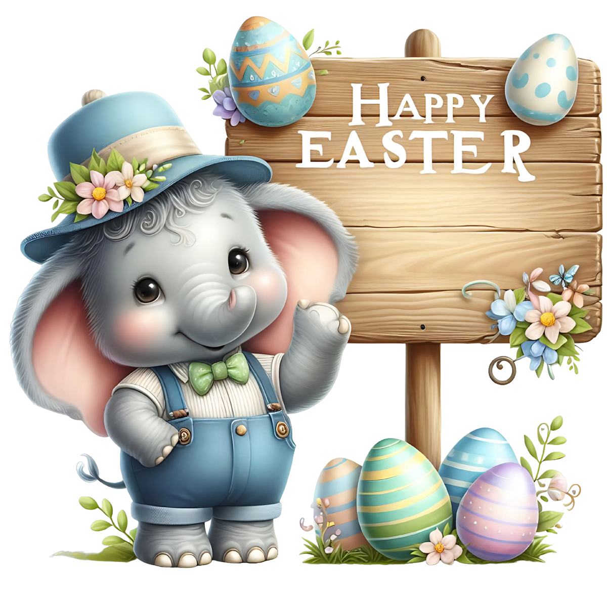 Happy  Easter Elephant Easter Day  Holiday Ready To Press Dtf Transfers dtfintexas