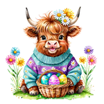 highlandcow easter 1   Easter Holiday Ready To Press Dtf Transfers dtfintexas