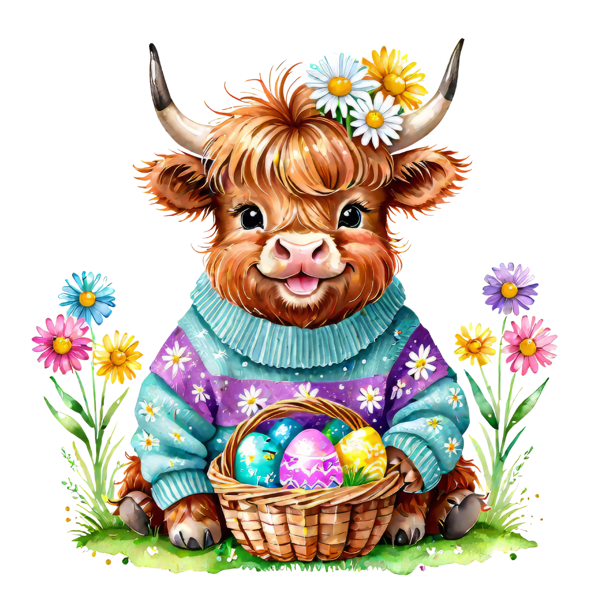 highlandcow easter 1   Easter Holiday Ready To Press Dtf Transfers dtfintexas
