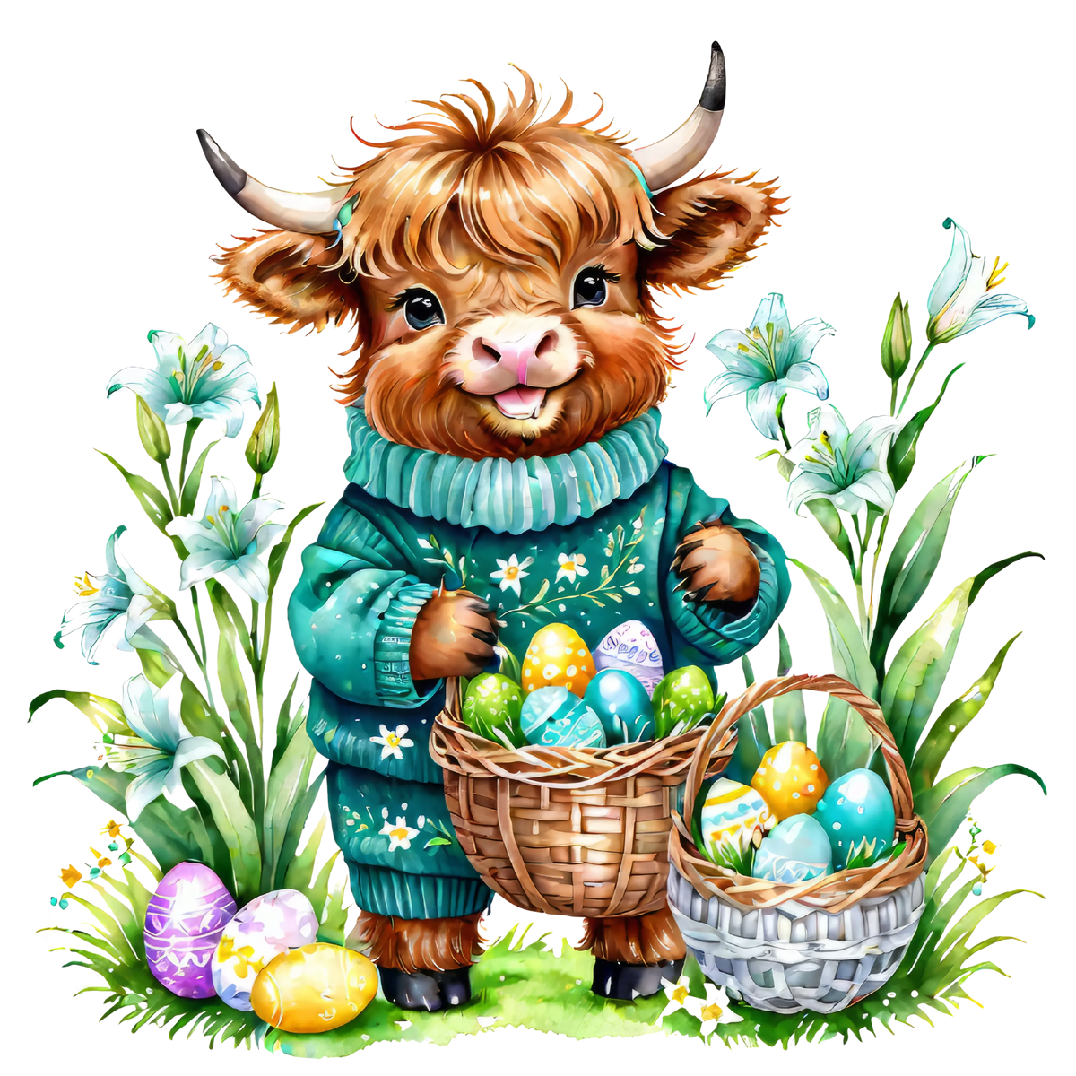 highlandcow easter 2   Easter Holiday Ready To Press Dtf Transfers dtfintexas