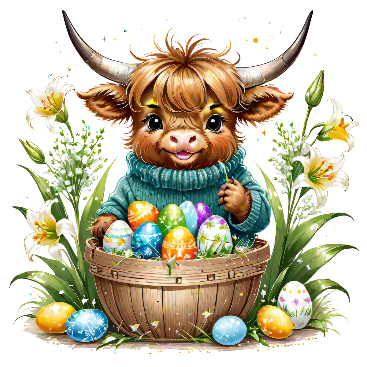highlandcow easter 3   Easter Holiday Ready To Press Dtf Transfers dtfintexas