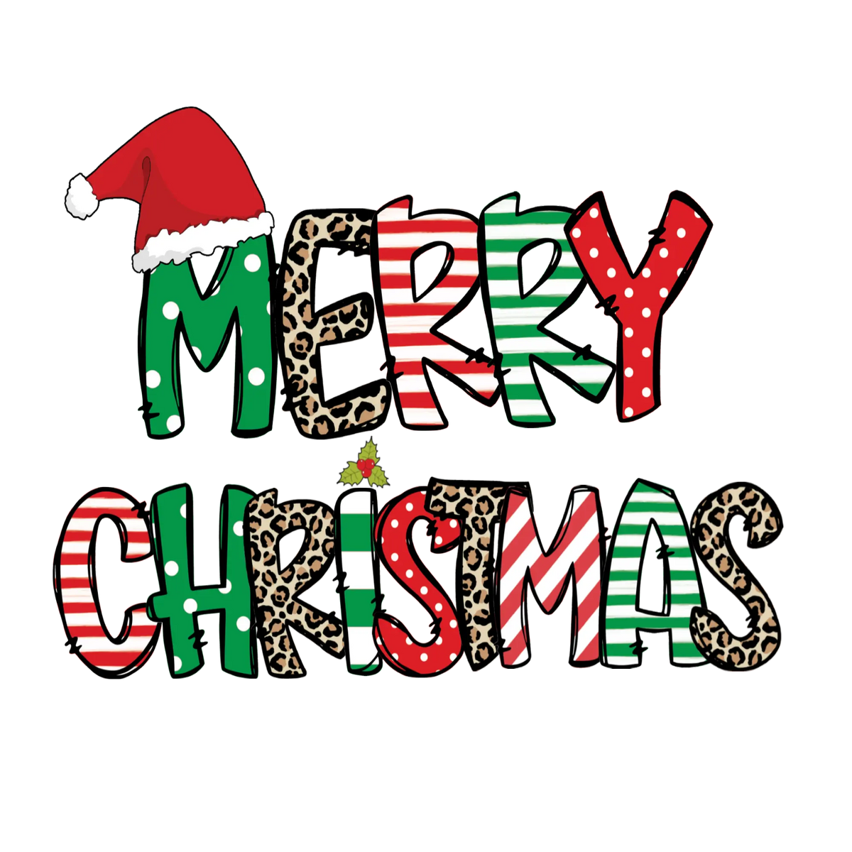 Merry Christmas doodle Christmas Holidays  Ready To Press Dtf Transfers dtfintexas