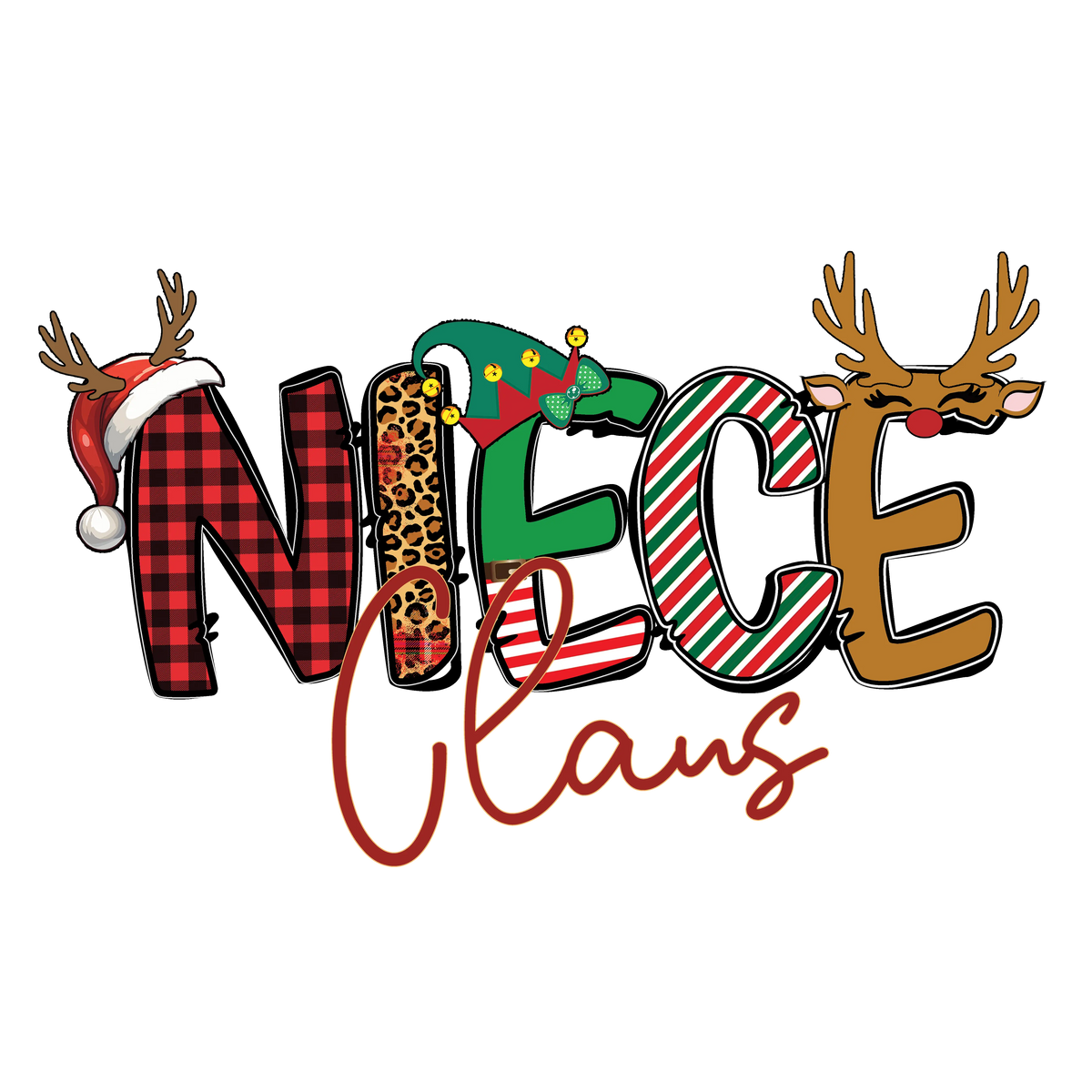Niece Claus Hat  Christmas Holidays  Ready To Press Dtf Transfers dtfintexas