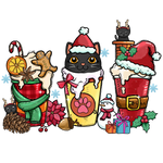 Noel  Cat And Coffe Christmas Holidays  Ready To Press Dtf Transfers dtfintexas