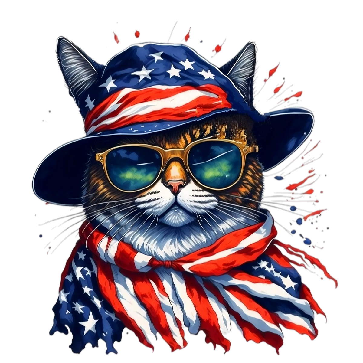 Patriotic Cat (5) Patrıotıc Holıdays Ready To Press Dtf Transfers dtfintexas