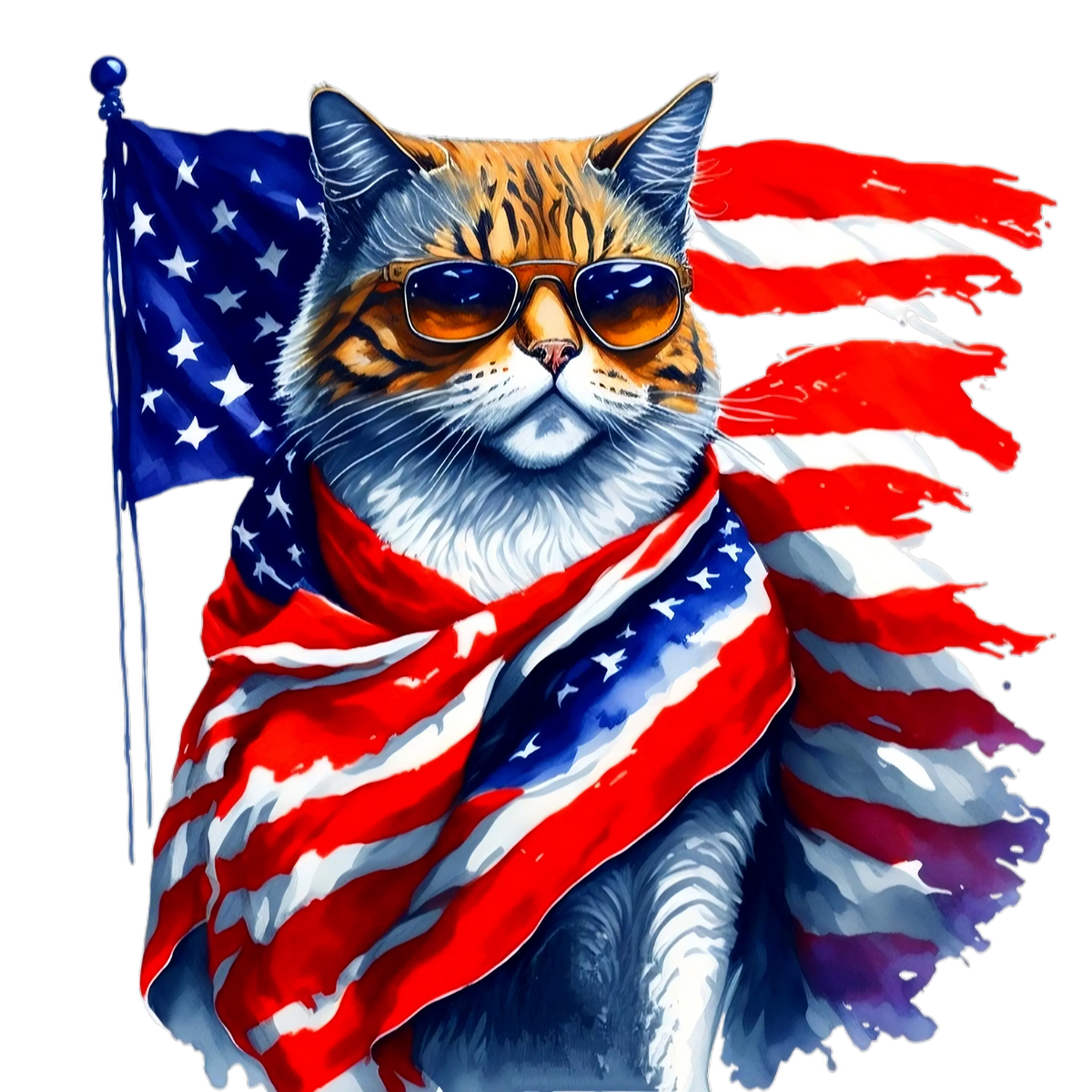 Patriotic Cat (6) Patrıotıc Holıdays Ready To Press Dtf Transfers dtfintexas