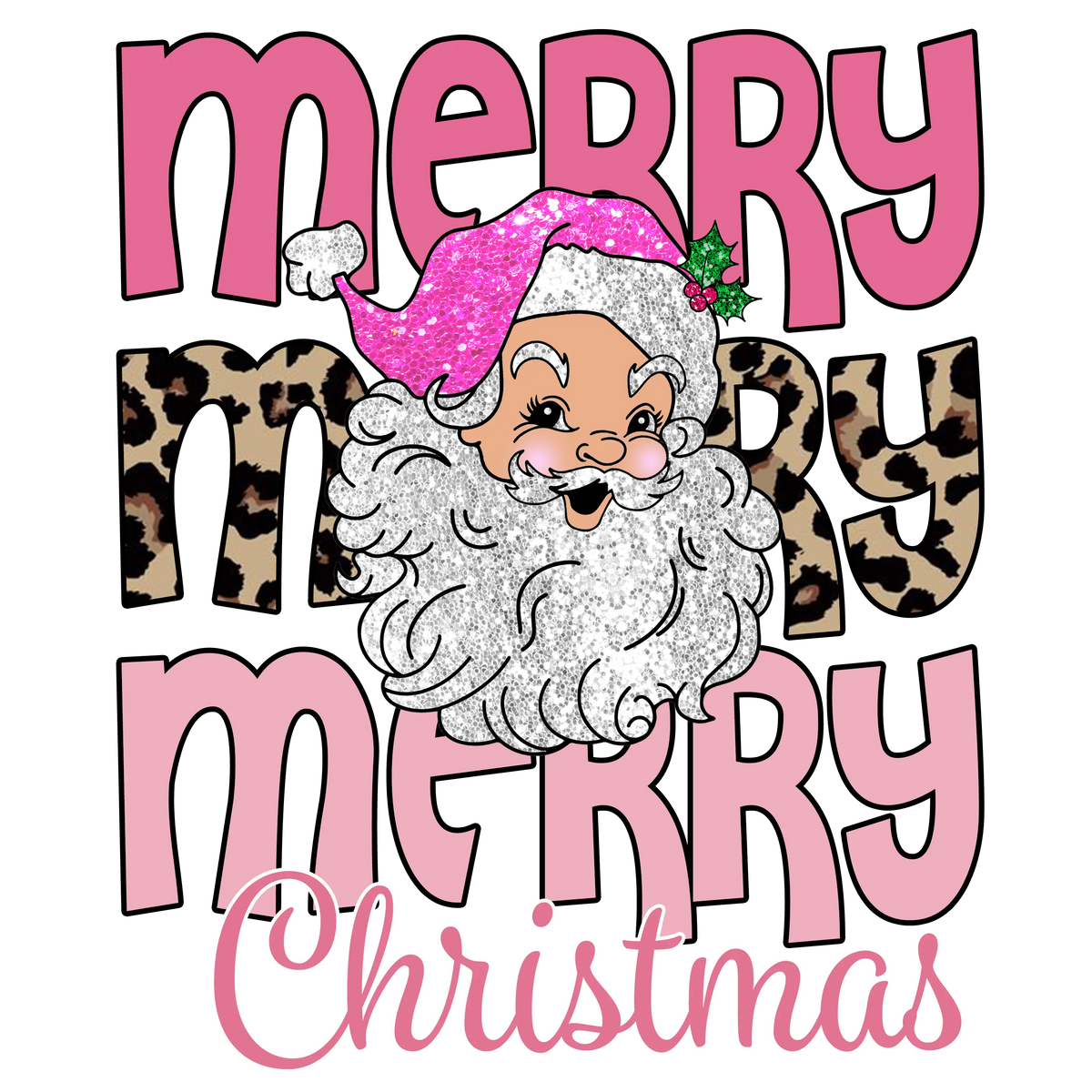 pink santa merry christmas  Christmas Holidays  Ready To Press Dtf Transfers dtfintexas